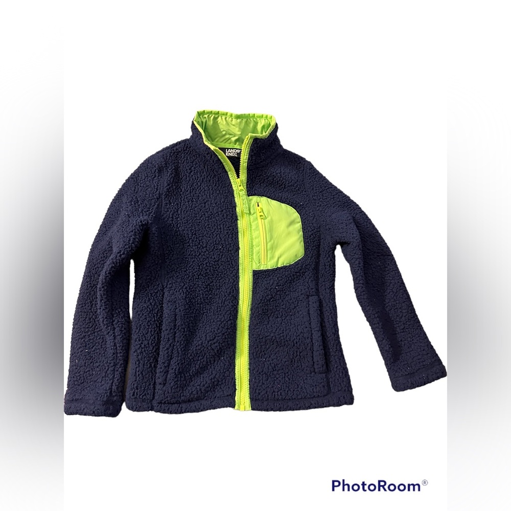Land’s End Boys Navy Blue Fleece Jacket| Size: 8